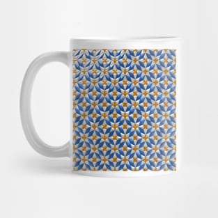 Weiß Blaues Muster mit Goldenen Kreuzen Mug